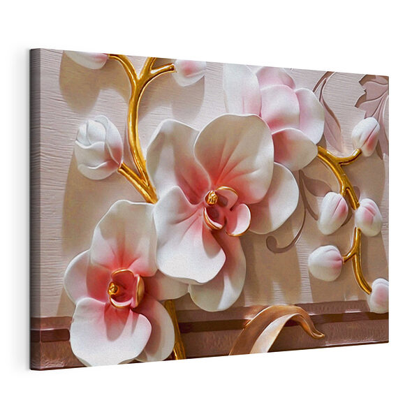 Stampa su tela Orchidea in fiore con delicati petali rosa