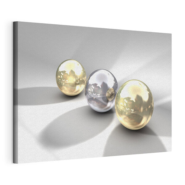Stampa su tela Sfere metalliche lucide, riflettenti la luce (COD: s04617) Stampa su tela Stampa su tela Sfere metalliche lucide, riflettenti la luce (COD: s04617)