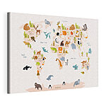 Stampa su tela Mappa del mondo con gli animali