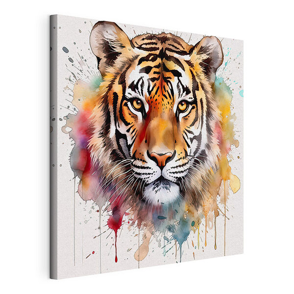 Tigre con macchie colorate Stampa su tela Tigre con macchie colorate