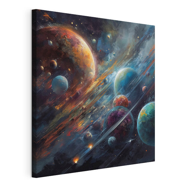 Stampa su tela Pianeti dai colori vivaci in una danza cosmica (COD: s32350) Stampa su tela Stampa su tela Pianeti dai colori vivaci in una danza cosmica (COD: s32350)