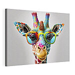Stampa su tela Una giraffa colorata con occhiali da sole stravaganti