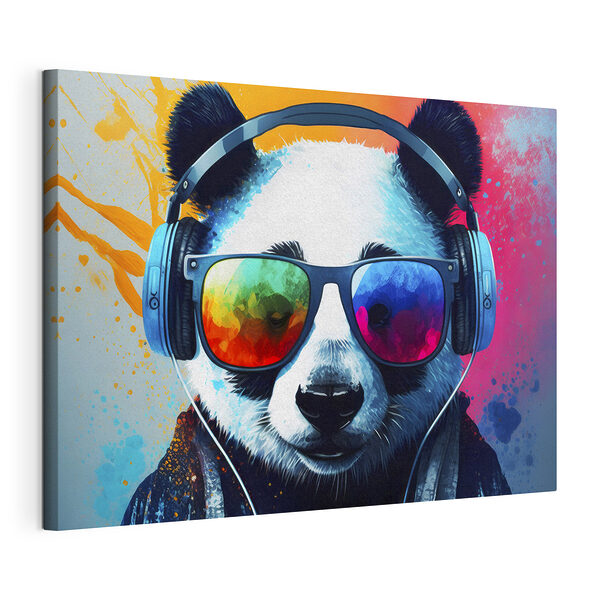Panda con le cuffie e gli occhiali da sole Stampa su tela Panda con le cuffie e gli occhiali da sole