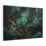 Stampa su tela Foglie color verde-azzurro con venature metalliche