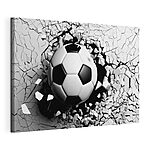Stampa su tela Pallone da calcio che sfonda un muro