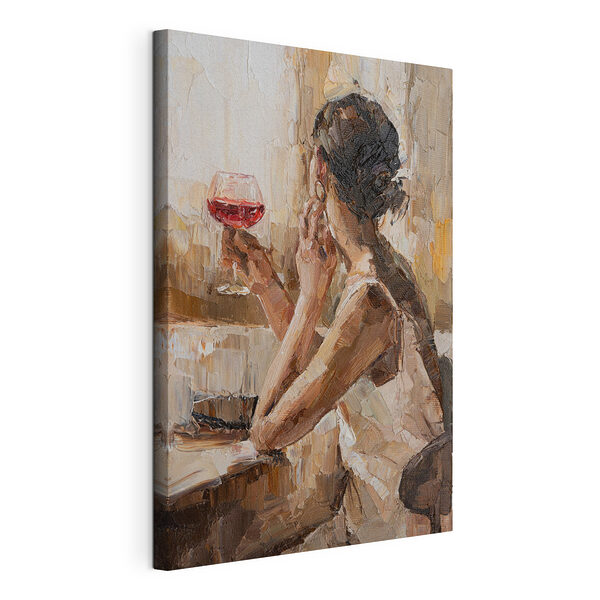 Stampa su tela Dipinto raffigurante una donna con un bicchiere di vino in mano (COD: s34590) Stampa su tela Stampa su tela Dipinto raffigurante una donna con un bicchiere di vino in mano (COD: s34590)