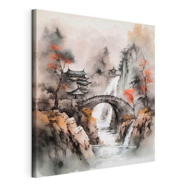 Ponte su un fiume Stampa su tela Ponte su un fiume