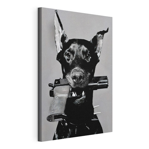 Stampa su tela Cane con una pistola in mano (COD: s36177) Stampa su tela Stampa su tela Cane con una pistola in mano (COD: s36177)