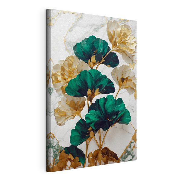 I fiori color smeraldo e avorio si intrecciano con eleganza Stampa su tela I fiori color smeraldo e avorio si intrecciano con eleganza