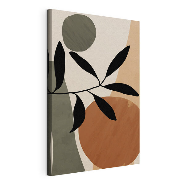 Foglie e forme astratte, stile minimalista Stampa su tela Foglie e forme astratte, stile minimalista