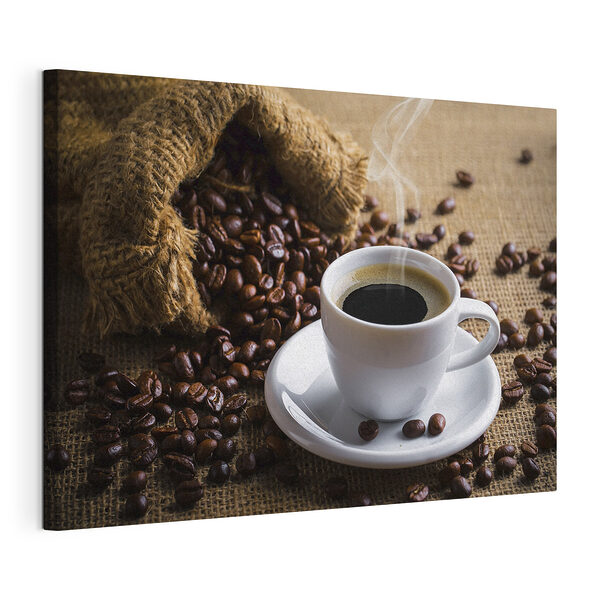 Stampa su tela Una tazza di caffè e un sacchetto di chicchi di caffè (COD: s37172) Stampa su tela Stampa su tela Una tazza di caffè e un sacchetto di chicchi di caffè (COD: s37172)