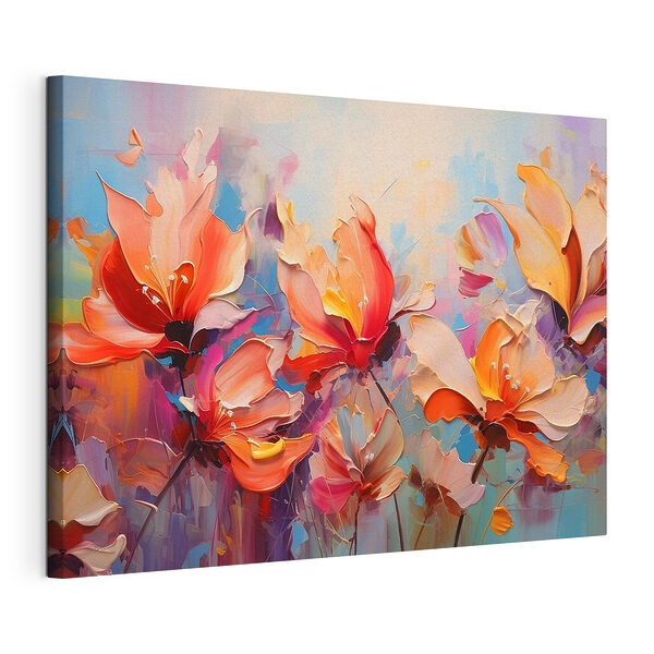 Dipinto raffigurante dei fiori su sfondo blu Stampa su tela Dipinto raffigurante dei fiori su sfondo blu