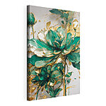 Stampa su tela Fiori color smeraldo con tocchi eleganti