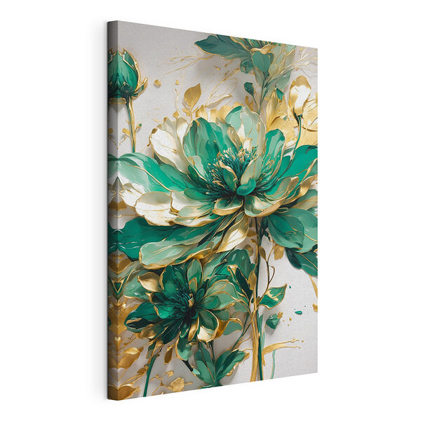 Stampa su tela Fiori color smeraldo con tocchi eleganti