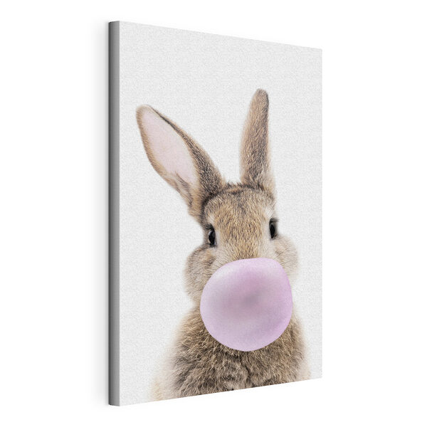 Bunny fa una bolla con la gomma da masticare Stampa su tela Bunny fa una bolla con la gomma da masticare