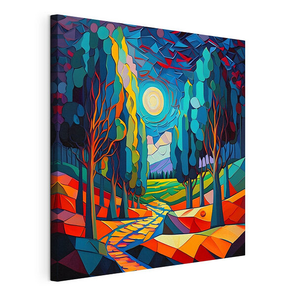 Paesaggio colorato con alberi e un sentiero Stampa su tela Paesaggio colorato con alberi e un sentiero