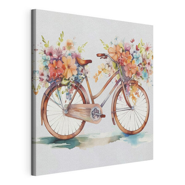Stampa su tela Bicicletta decorata con fiori dai colori vivaci