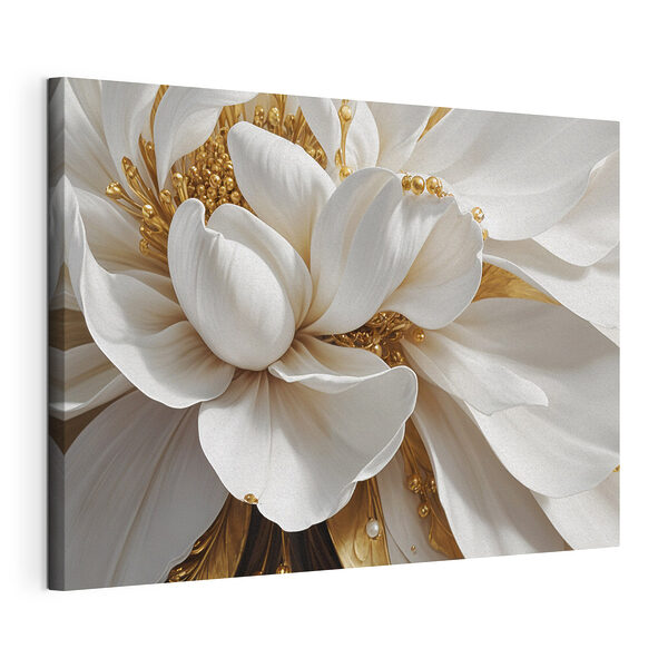 Stampa su tela Eleganti petali bianchi con dettagli decorativi