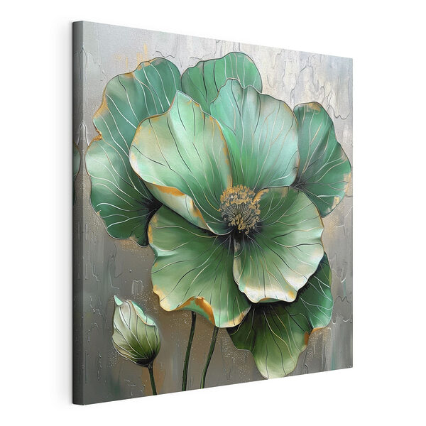Stampa su tela Elegante fiore color verde acqua su sfondo ruvido
