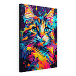 Stampa su tela Gatto dai colori vivaci con gli occhi blu