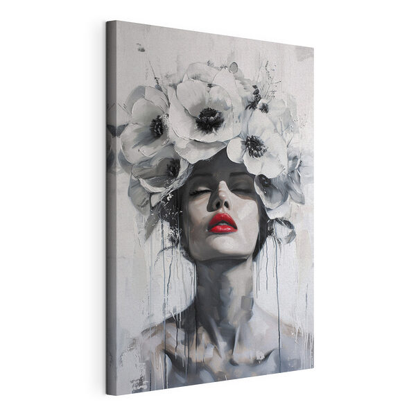 Dipinto raffigurante una donna con dei fiori tra i capelli Stampa su tela Dipinto raffigurante una donna con dei fiori tra i capelli