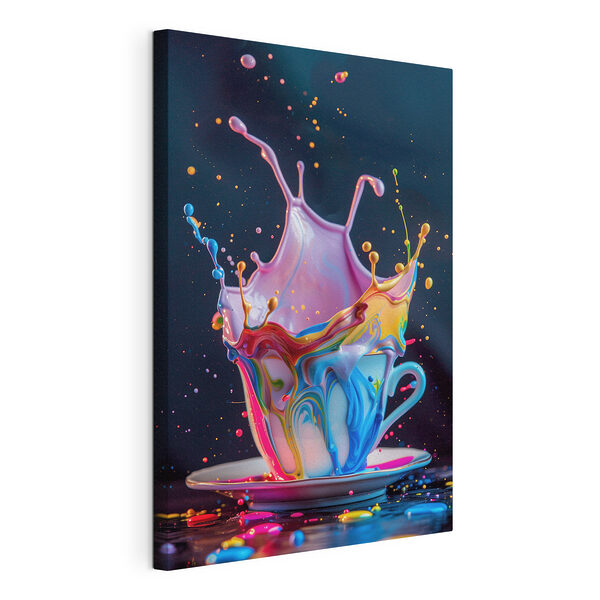 Stampa su tela Un liquido colorato che schizza in una tazza