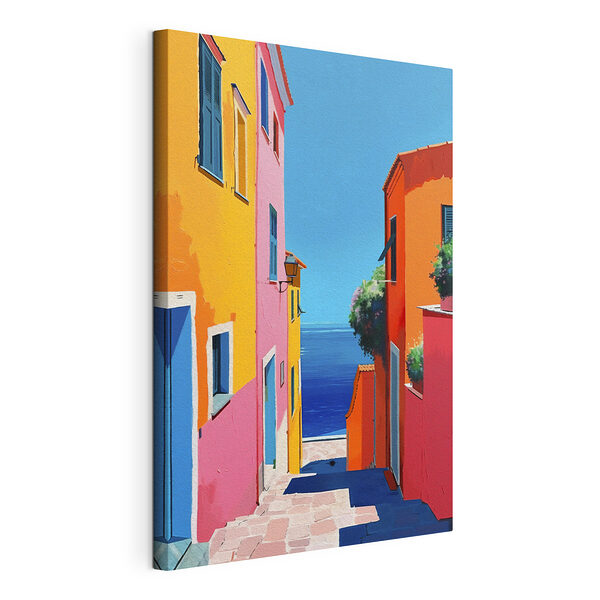 Edifici colorati e uno specchio d'acqua Stampa su tela Edifici colorati e uno specchio d'acqua