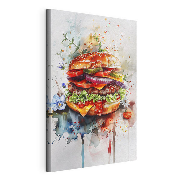 Stampa su tela Acquerello raffigurante un hamburger (COD: s39699) Stampa su tela Stampa su tela Acquerello raffigurante un hamburger (COD: s39699)