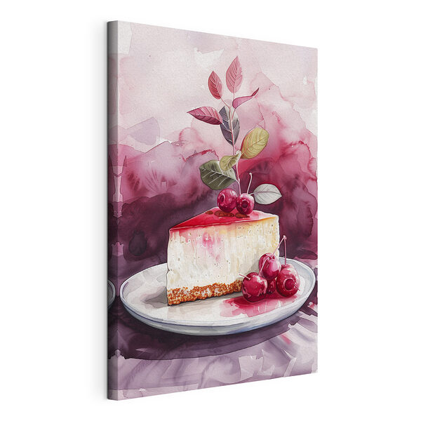 Stampa su tela Fetta di cheesecake con ciliegie sopra