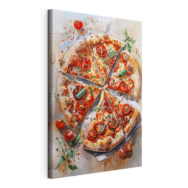 Stampa su tela Acquerello raffigurante una pizza