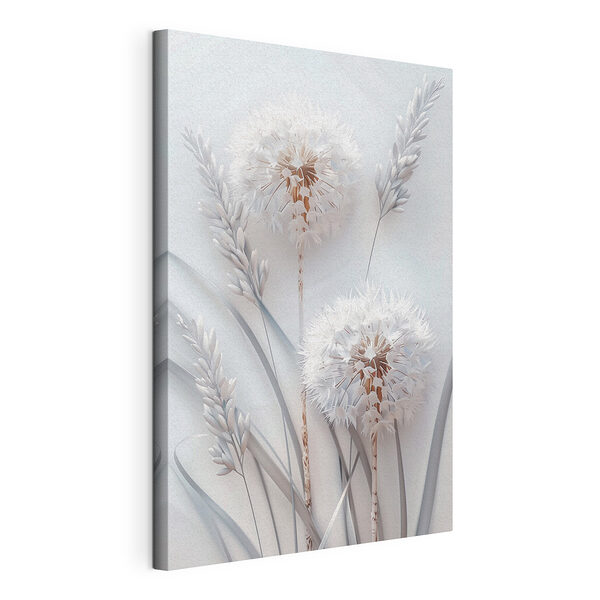 Fiore bianco con foglie bianche Stampa su tela Fiore bianco con foglie bianche