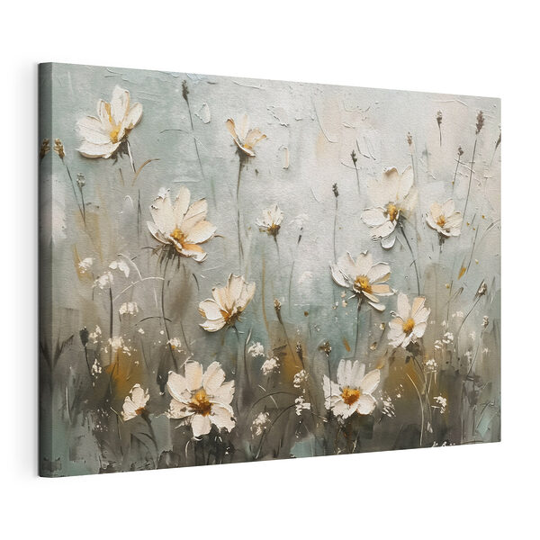 Stampa su tela Dipinto di fiori su una parete