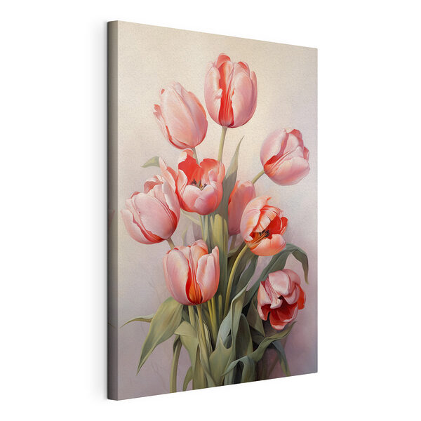 Stampa su tela Dipinto raffigurante tulipani rosa
