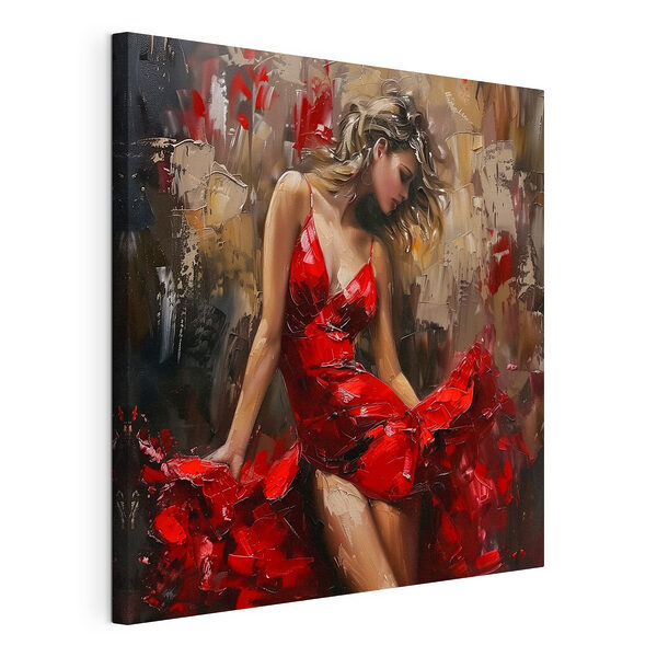 Dipinto raffigurante una donna con un vestito rosso Stampa su tela Dipinto raffigurante una donna con un vestito rosso