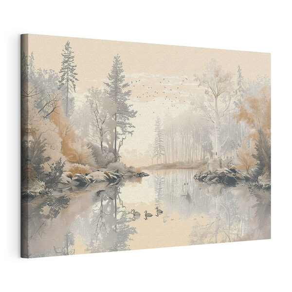 Stampa su tela Lago con alberi e uccelli (COD: s39980) Stampa su tela Stampa su tela Lago con alberi e uccelli (COD: s39980)