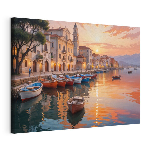 Stampa su tela Barche sull'acqua con edifici sullo sfondo (COD: s40150) Stampa su tela Stampa su tela Barche sull'acqua con edifici sullo sfondo (COD: s40150)