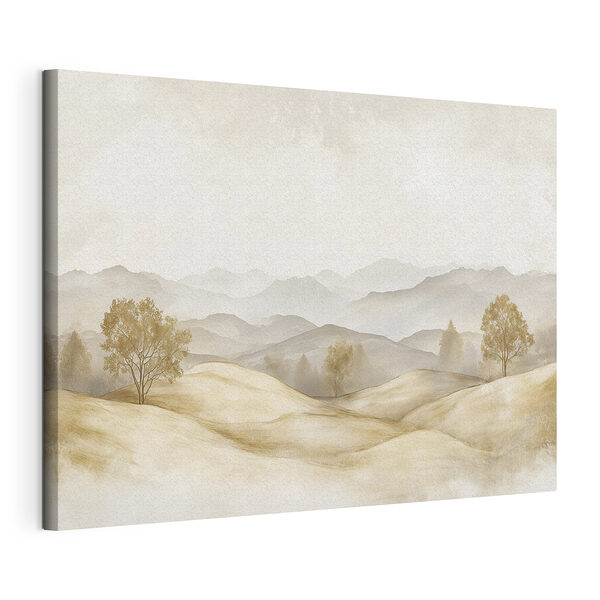 Paesaggio collinare con alberi e montagne sullo sfondo Stampa su tela Paesaggio collinare con alberi e montagne sullo sfondo