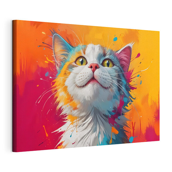 Gatto con schizzi di vernice colorata Stampa su tela Gatto con schizzi di vernice colorata