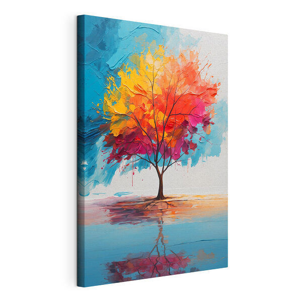 Stampa su tela Dipinto raffigurante un albero dai colori vivaci