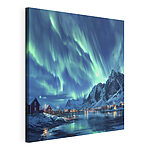 Stampa su tela Aurora boreale su una montagna innevata