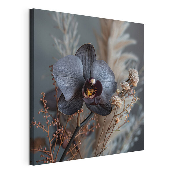 Fiore nero con fiori bianchi Stampa su tela Fiore nero con fiori bianchi