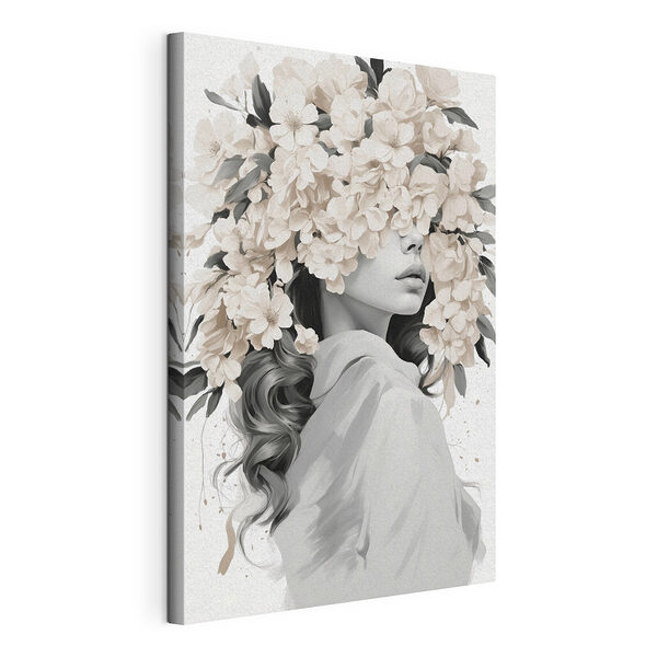 Donna con dei fiori sulla testa Stampa su tela Donna con dei fiori sulla testa