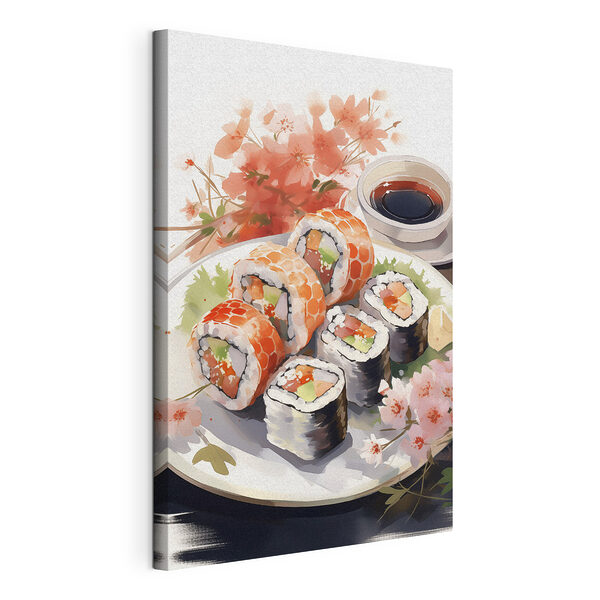 Piatto di sushi e salsa Stampa su tela Piatto di sushi e salsa