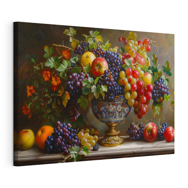 Frutta dai colori vivaci che trabocca da una ciotola Stampa su tela Frutta dai colori vivaci che trabocca da una ciotola