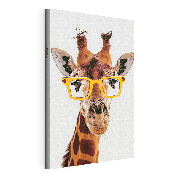 Stampa su tela Giraffa con occhiali gialli
