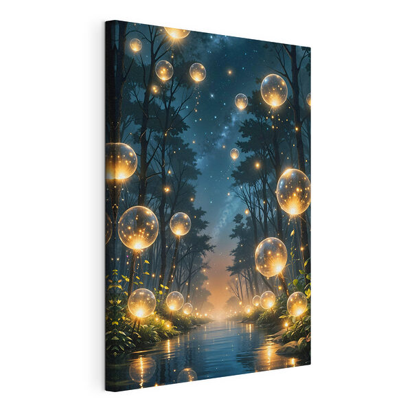 Bolle luminose in una foresta Stampa su tela Bolle luminose in una foresta
