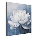 Stampa su tela Fiore bianco su sfondo blu
