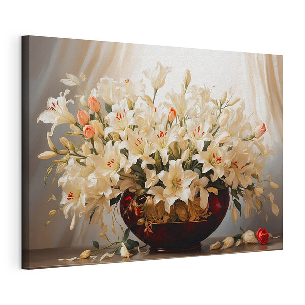 Vaso con fiori bianchi Stampa su tela Vaso con fiori bianchi