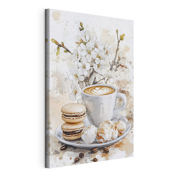 Una tazza di caffè e dei biscotti Stampa su tela Una tazza di caffè e dei biscotti