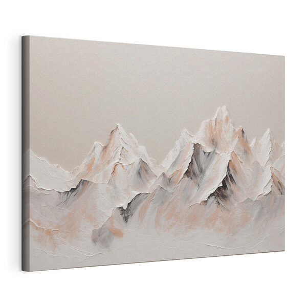 Stampa su tela Dipinto di montagne con colori bianchi e marroni